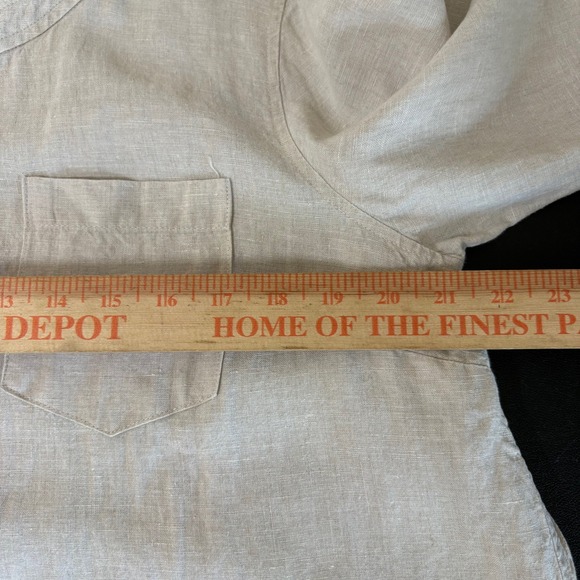 Jones New York 100% Linen Button Up Shirt Womens L Beige Asymmetric Lagenlook - Picture 6 of 10